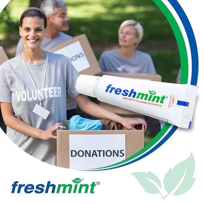 Freshmint 0.6 oz. Anticavity Fluoride Toothpaste, 144 Tubes, White Laminated Tube, Tubes do not Have Individual Boxes for Extra Savings, Travel Size