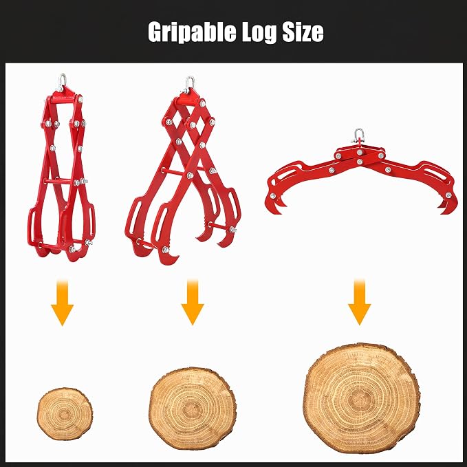 36 in Log Lifting Tongs with 4 Claw, Heavy Duty Steel Logging Tool Grabbler, Anti-Slip Dragging Tongs, Lumber Skidding Grabber for Tractors, Trucks, Firewood, Lumber