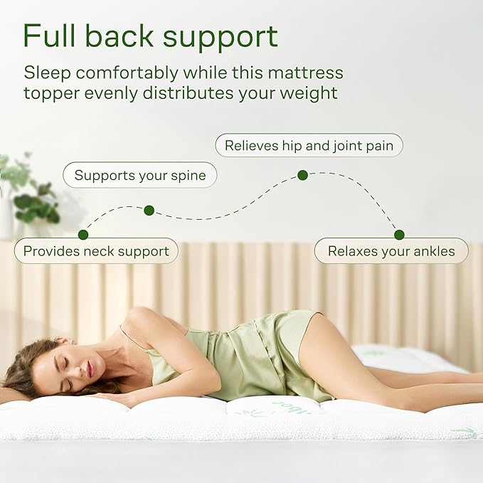 Niagara Sleep Solution Ultra Soft California King Size Mattress Topper - Rayon Derived from Bamboo Pillow Top Mattress Pad for Back Pain Relief - Naturally Cooling for Hot Sleepers, Green