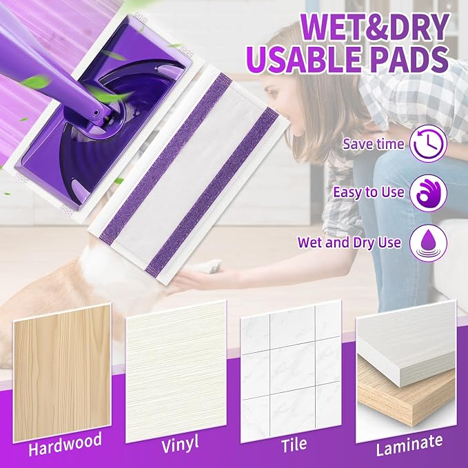 40 Counts Disposable Mop Pad Refills for Swiffer Wet Pads Refill, Replacement for Swiffer Wet Jet Pads Disposable Pad Hardwood Floor Spray Mop Pads Refills, Thickness & Absorbent