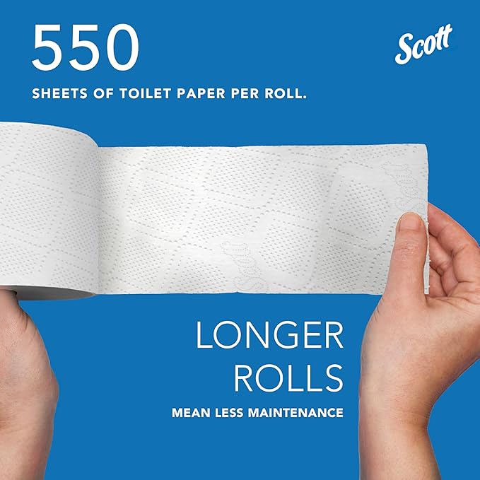 Scott Professional Standard Roll Toilet Paper, Bulk (48040), 2-Ply, Elevated Design, White, Individually Wrapped (40 Rolls of 550 Sheets, 22,000 Sheet Total)