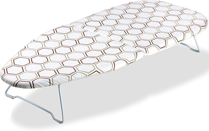 SheeChung Small Ironing Board 30"Lx12"W,Tabletop Iron Board with Mesh Metal | Foldable,Hook for Hanging,Heat Resistant Cover with Padding,Non-Slip Feet,Mini Ironing Board for Dorm Apartment Small Space