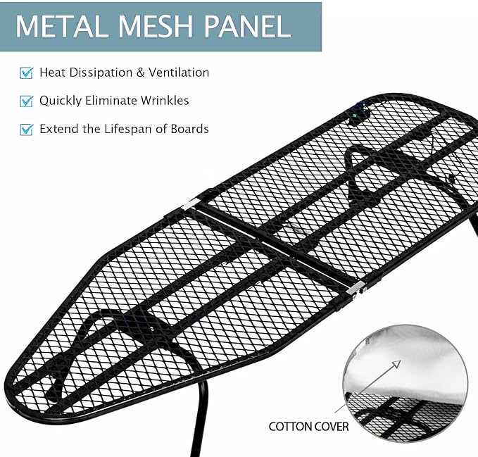 SheeChung Small Ironing Board 12"x32",Mini Ironing Board with Metal Mesh | Foldable,Tabletop,Hanging Hook,Cotton Cover,Heat Resistant Pad,Space Saving,Non-Slip Feet,Fits for Dorm Travel Sewing Room