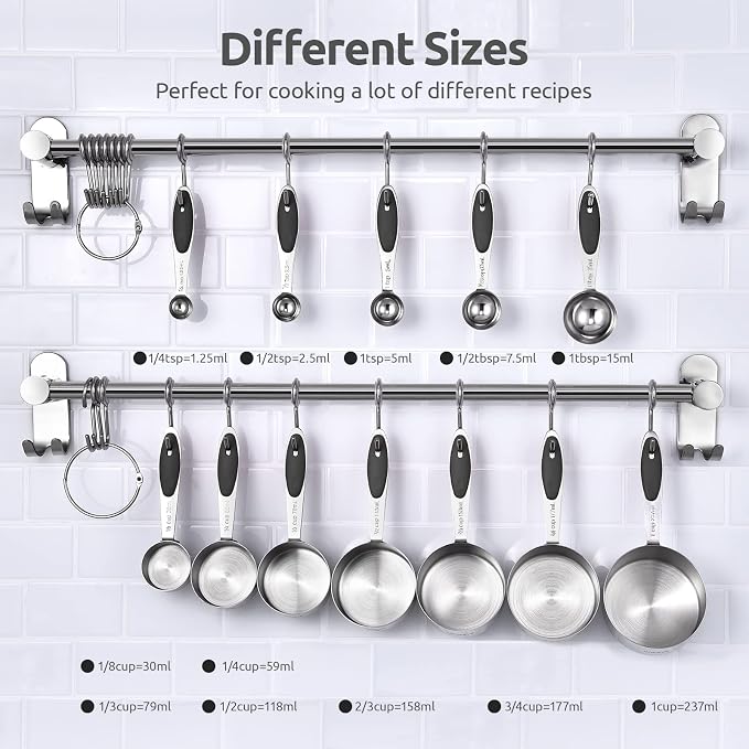U-Taste 18/8 Stainless Steel Measuring Spoons Set for Dry and Liquid Ingredients(Set of 9), and Upgraded Measuring Cups and Spoons Set of 12 with Reinforced Welded Handle (Black)
