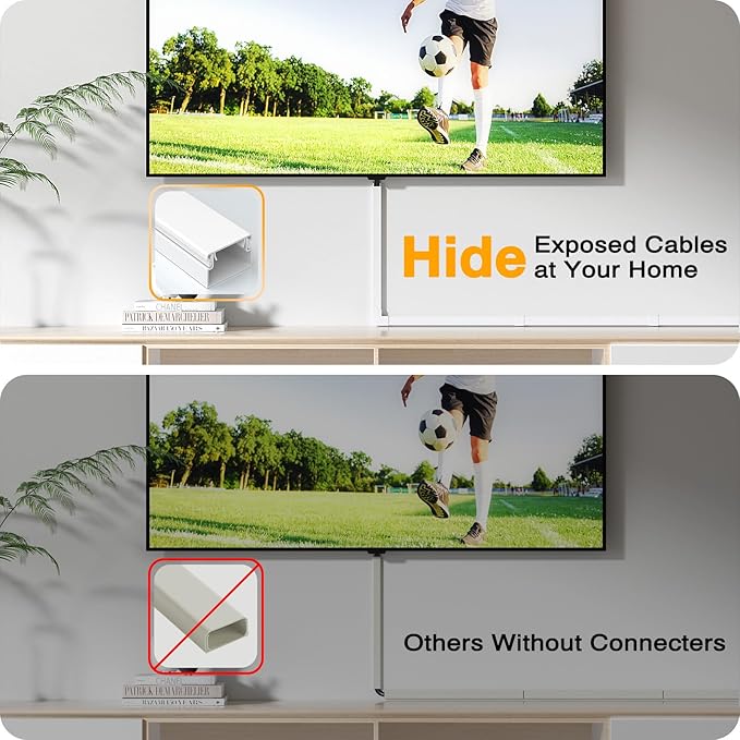 Delamu Cord Hider, 315in Wire Covers for 2-3 Cords on Wall, Premium Cable Hider Cord Covers for Wires on Wall, Cable Management Wire Hiders for TV, Cable Raceway Kit, L15.7X W0.95x H0.55in, White