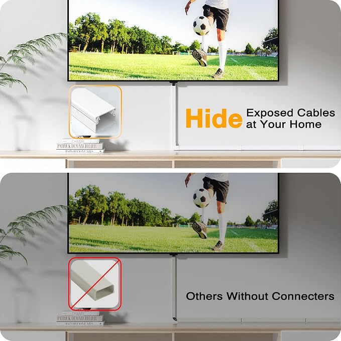 Delamu 157in Cord Hider Wall, TV Cable Hider Cord Covers for Wires on Wall, Large Cable Management Raceway, Paintable Wire Hiders Wire Covers for Cords for TV on Walls, 10 X L15.7 W1.18 H0.6in, White