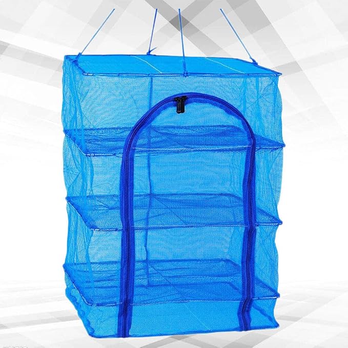 Gatuida Hanging Drying Net, 4 Layers Foldable Fish Mesh Hanging Drying Rack for Shrimp Fish Fruit Vegetables(66X50cm) Hanging Dryer Rack