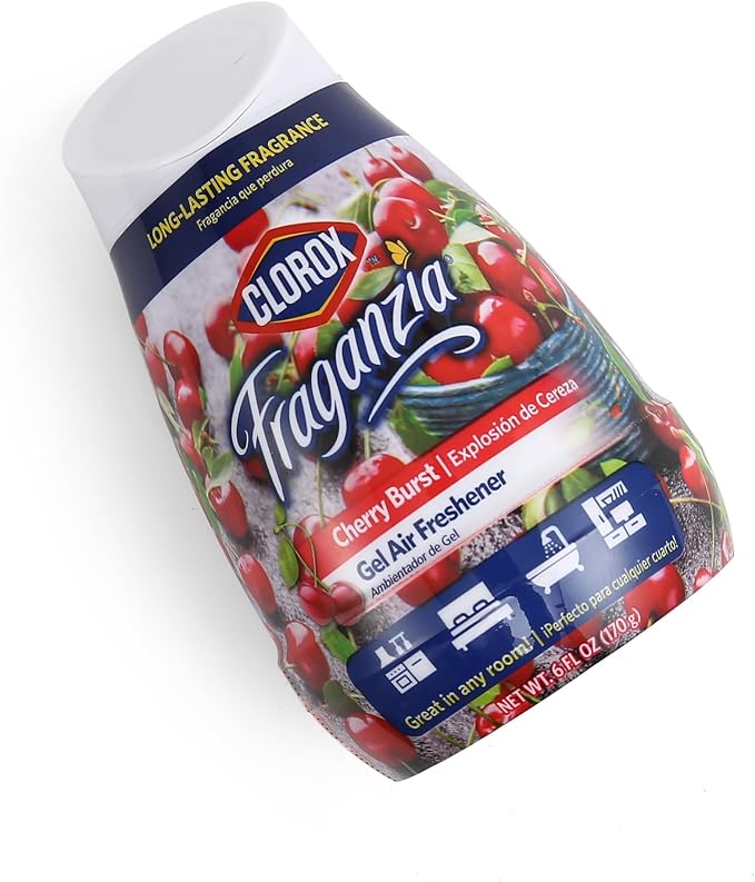 Clorox Fraganzia Gel Air Freshener Cone, Cherry Burst Scent - No-Plug, Battery-Free Air Freshener for Small Rooms, Closets, Kitchens, Bathrooms, Offices and More, 6 Ounce