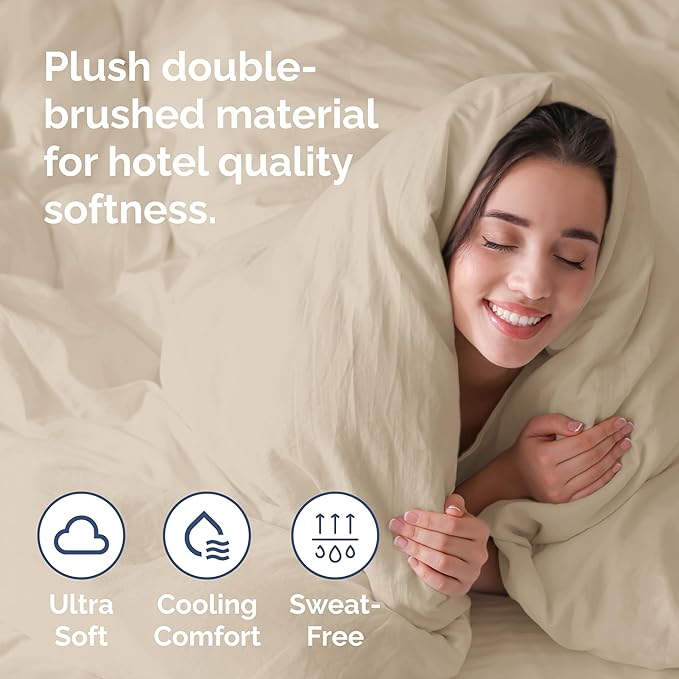 Duvet Cover King Size Set - Extra Soft King Duvet Cover 104" x 90" with 2 Pillow Shams for Women, Men, Kids & Teens - Hotel Luxury, Easy-Care w/ Zipper Closures & Ties - Comfy and Breathable (Wheat)