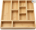 Bamboo Drawer Organizer,Fits Kitchens,Bathrooms,Desk,Utensil,Makeup,Removable Dividers (Natural, M)