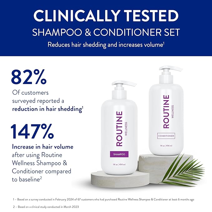 Routine Wellness Anti-Thinning Shampoo and Conditioner Set for Thinning Hair - Biotin DHT Blocker Women & Men - Color Safe Shampoo for Hair Loss & Healthier Hair - Rosemary & Lemongrass & Rosemary Set