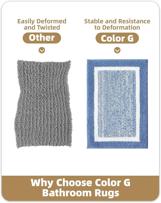 Color&Geometry Bathroom Runner Non Slip, 24"x59" Blue Bath Runner Rug, Absorbent, Soft, Washable, Microfiber Bath Mat Bathroom Carpet