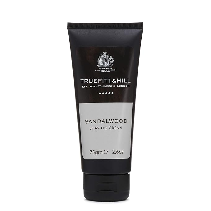 Truefitt & Hill Sandalwood Shaving Cream Tube for Men, Fresh Classic scent, 2.6 oz.