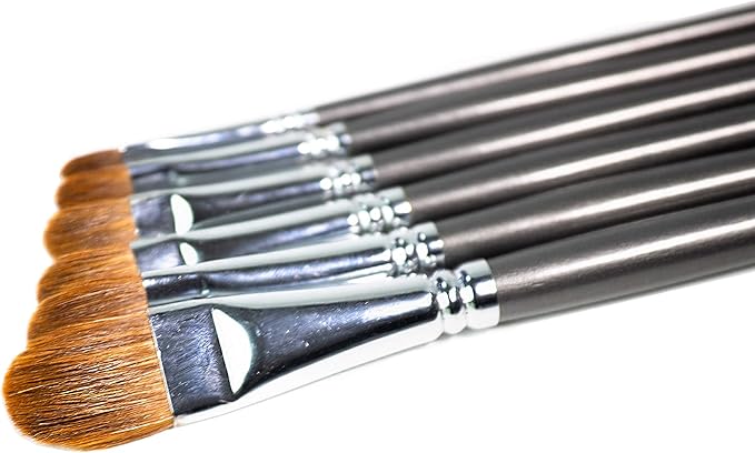 Red Sable Filbert Paint Brushes - Set of 6 Acrylic, Watercolor, Mixed Media or Oil Paint Brushes. Long Handle Professional Art Supplies for Canvas Painting