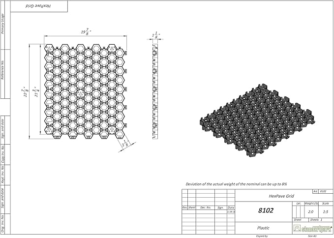 Standartpark Vodaland Permeable Pavers - HexPave Grass & Gravel Permeable Paver System - 100% Recycled PPE Plastic Pavers, Handles 27,000 lbs, 1" Depth, 4350 s.f / 1464 Units