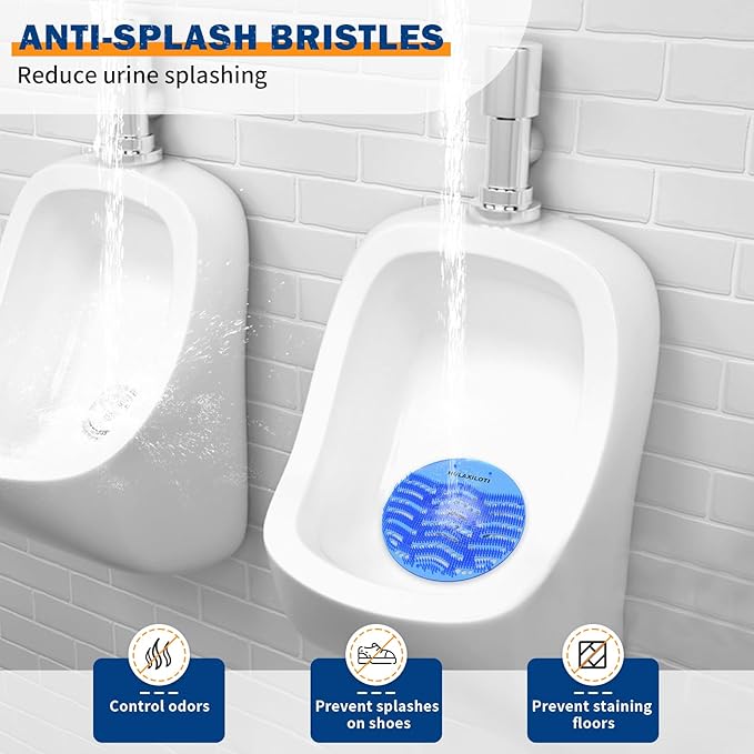 Urinal Screen Deodorizer(50 pack), Anti-Splash Urinal Screens Cakes with Long-Lasting Fragrance for Men Toilet Bathroom Airport Office Mall Hotel (25 Blue, 25 Orange)