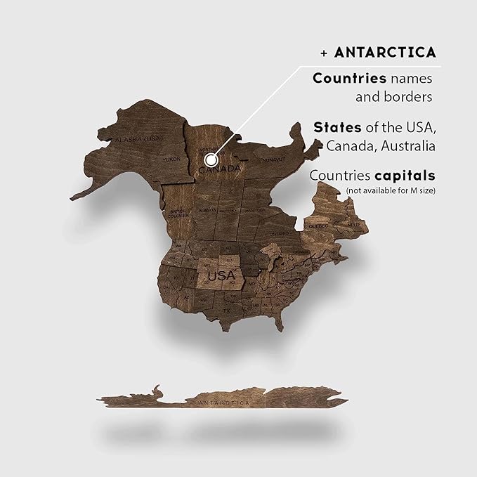 ENJOY THE WOOD 3D Wood World Map Wall Art Large Wall Décor - World Travel Map - Any Occasion Gift Idea - Art for Home & Kitchen or Office (2XL, Dark Walnut)