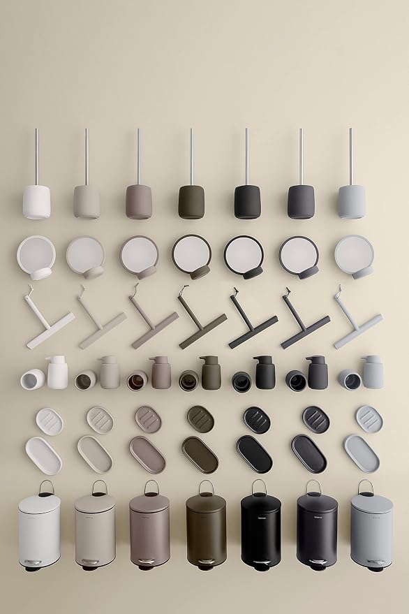 blomus Sono Soap Dispenser 250 ml Ceramic Hand Soap Dispenser in Dark Grey Diameter 8 x 14 H cm Colour Magnet Liquid Soap Dispenser with Pump Head