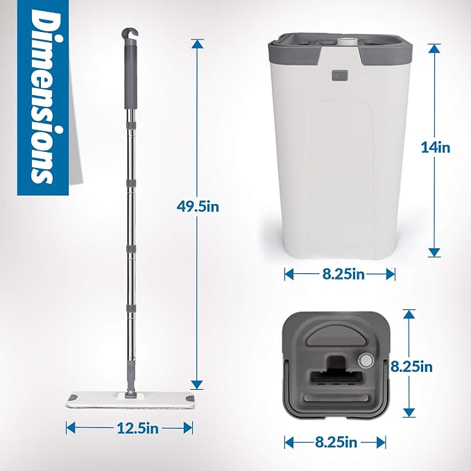 X3 Mop, Separates Dirty and Clean Water, 3-Chamber Design, Flat Mop and Bucket Set, Hands Free Home Floor Cleaning, 3 Reusable Microfiber Mop Pads Included (Original X3 Mop)