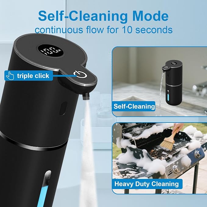 OHIFAST 2 Pack Automatic Foaming Soap Dispenser Touchless, USB Rechargeable Smart Hand Soap Dispenser, 6-Level Adjustable, 12.8oz/380mL, Compatible with Thick Thin Dish Soap for Bathroom Kitchen-Black