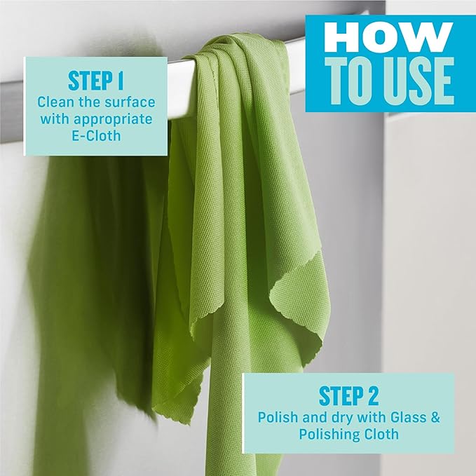 E-Cloth Glass & Polishing Cloths, Premium Microfiber Glass Cleaner, Great for Windows, Glass and Mirrors, Washable and Reusable, 100 Wash Guarantee, Assorted Colors, 8 Pack