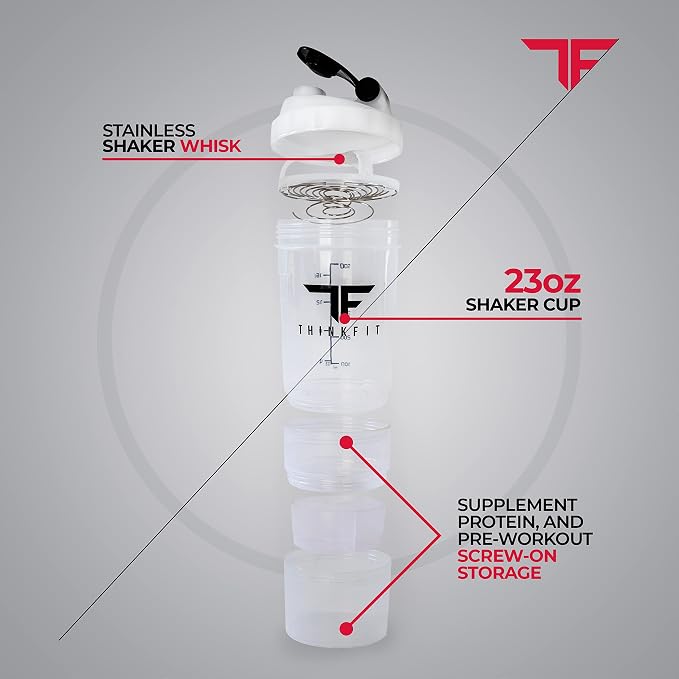 ThinkFit Clear Lunch Bag with 6 Meal Prep Containers and Ice Packs BPA-Free | Includes Shaker Cup, 2 Ice Packs and Pill Organizer; Reusable Clear Lunch Box for Work; Microwave, Freezer, Dishwasher Safe