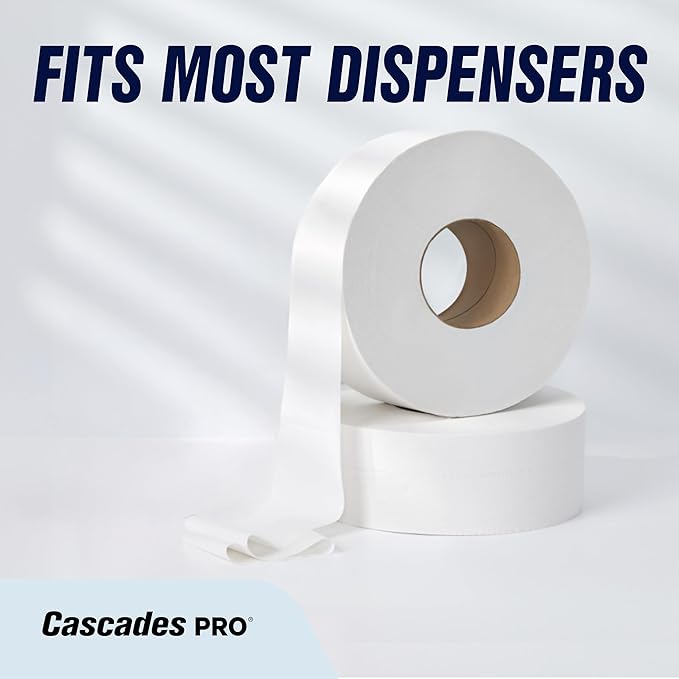 Cascades PRO Select Jumbo Roll Premium Bath Tissue 2-Ply - Suitable for universal dispensers -Toilet Paper is Septic Tank Safe, Certified, Recycled - 1000' length/Roll, 12 Rolls/Box - B140 - White