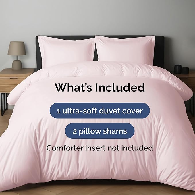 Duvet Cover Cal King Size Set - Extra Soft Cal King Duvet Cover 104" x 98" with 2 Pillow Shams for Women, Men, Kids & Teens - Comfy, Breathable, Hotel Luxury w/ Zipper Closures & Ties (Lavender Pink)