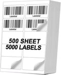 [500 Sheets 5000 Pcs] 10-UP 2''x4'' Shipping Labels for Laser & Inkjet Printers, 2" x 4" Mailing Stickers, 10 Pcs Per Page Shipping Labels,8.5"×11" White 500 Sheets for Printer
