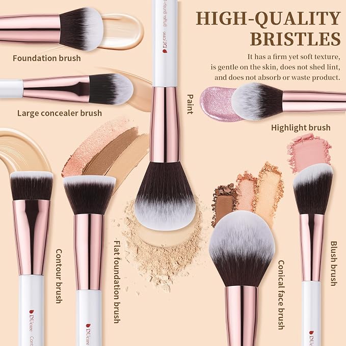 DUcare 27Pcs Makeup Brushes Professional Makeup Brush Set | Face and Eye Brush Set Ultra soft hair Foundation, Concealer, Blush, Contour, Blending, Eyeshadow Khaki Brush kit