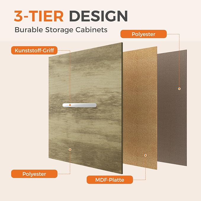 Sweetcrispy 7 Drawer Dresser with Fabric Bins, Fabric Storage Tower Organizer for Bedroom, Closet, Hallway, Entryway, Tall Chest of Drawers with Steel Frame, Wood Top, Large Storage, Greige Oak