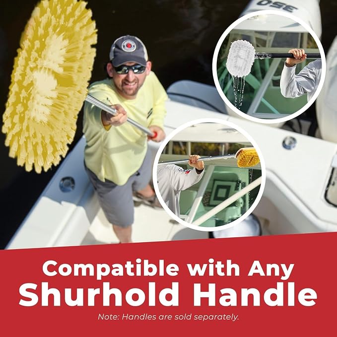 Shurhold Classic Deck Brush – Boat Cleaning Brush with Wood Block, Rubber Bumper & Durable Bristle Design