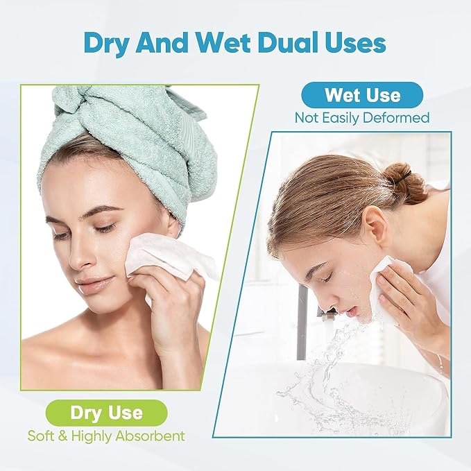 AIDEA Face Towels Disposable-50Ct, Face Cloths for Sensitive Skin | Facial Cleansing Wipes, Facial Towelettes for Makeup Removing, Nursing, Travel, Dry Wipes