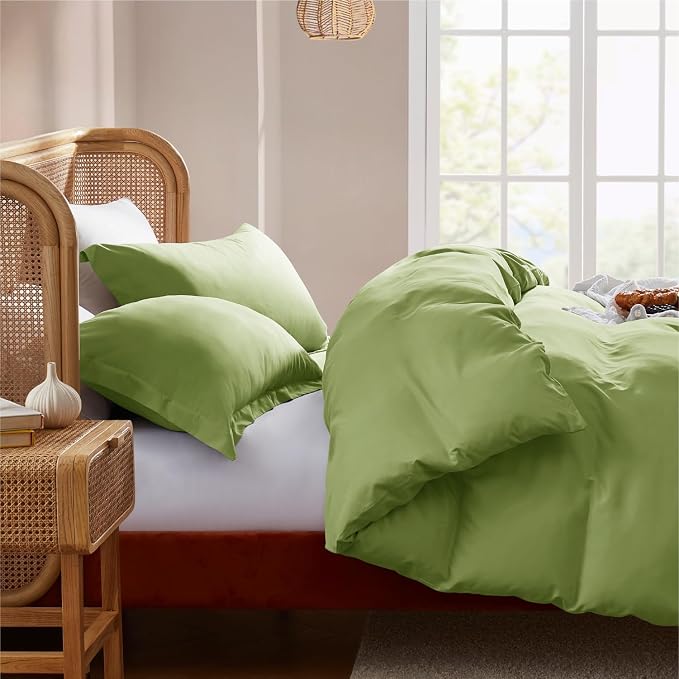 Nestl Calla Green California King Duvet Cover Sets - Soft Double Brushed Cal King Duvet Cover, 3 Piece, with Button Closure, 1 Duvet Cover 104x98 inches and 2 Pillow Shams
