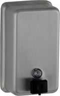 Bobrick Surface-Mounted Soap Dispenser, Vertical Tank Satin-Finish Stainless Steel (40-fl oz Capacity)