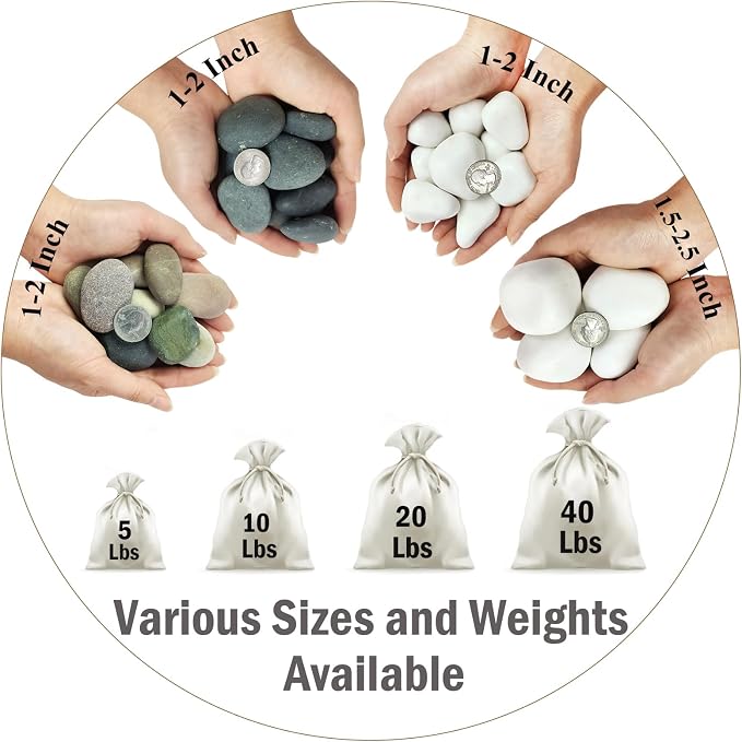 FANTIAN 20 lbs White Pebbles for Landscaping, River Rocks for Plants Indoor | White Landscape Rocks, Decorative Stones for Planters Outdoor Garden Backyard Aquarium Vase Filler and Bird Bath