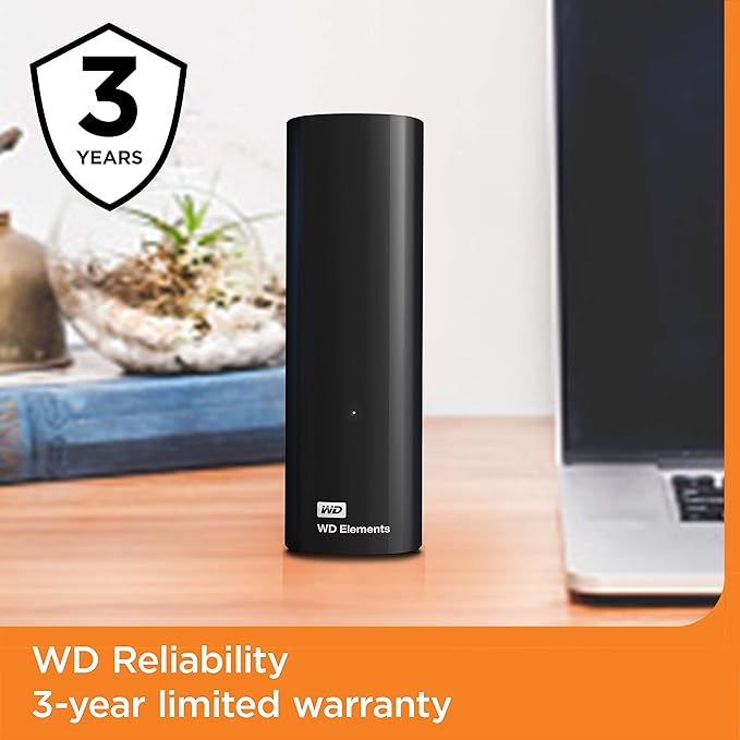 Western Digital 10TB Elements Desktop External Hard Drive, USB 3.0 external hard drive for plug-and-play storage - WDBWLG0100HBK-NESN
