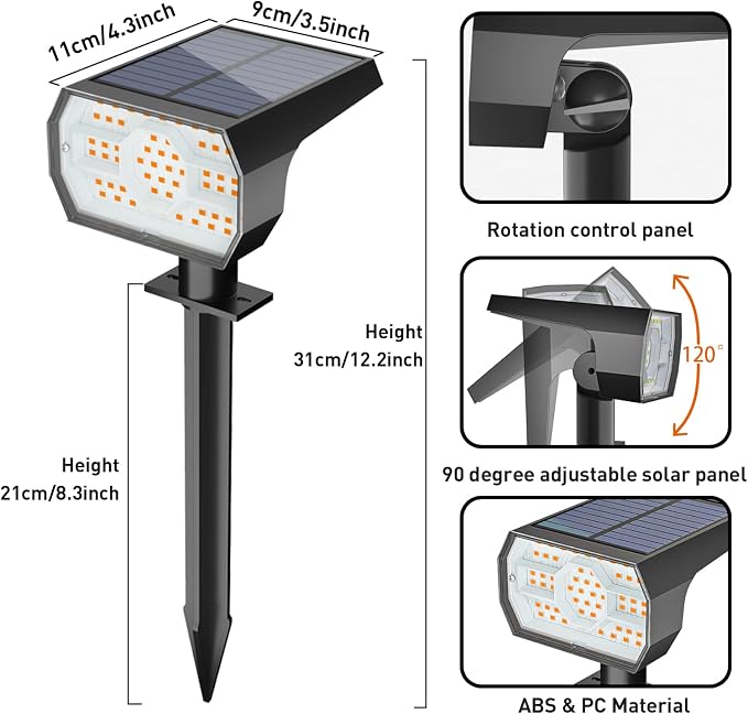 NYMPHY Solar Lights Outdoor Waterproof - 6 Pack (Warm White) | 56 LED 3 Lighting Modes IP68 Waterproof Solar Powered Garden Yard Spot Solar Lights for Christmas Outside Landscape