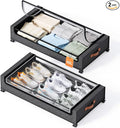 Yecaye 60 L Under Bed Storage with Wheels, 2 Pack Under Bed Storage Containers with Clear Window & Label, Rolling Under bed Shoe Storage organizer for Clothes, Shoes, Hemp Grey