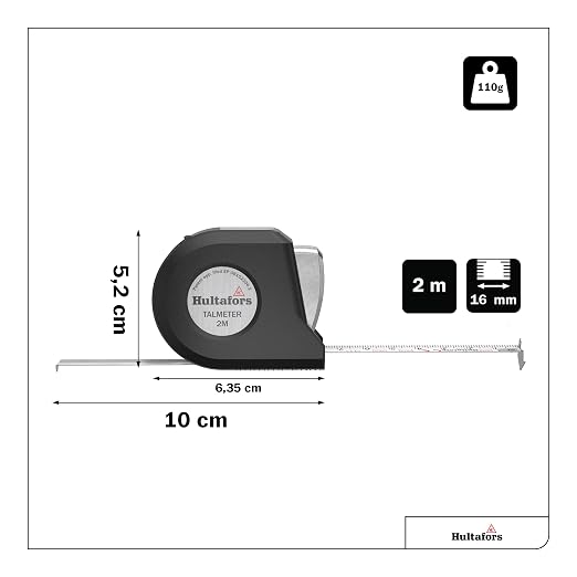 Talmeter Tape Measure 2 metres I Hultafors I Accuracy Class II I Made in EU I 7-in-1 Tape Measure with Unique Measuring and Marking Function I 359103