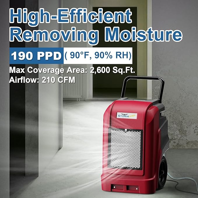 ALORAIR 190 Pints LGR Commercial Dehumidifier with Pump & Drain Hose, up to 2,600 Sq.Ft Industrial Dehumidifiers for Home, Water Damage Restore, Basements, Job Sites, 6 Years Limited Warranty