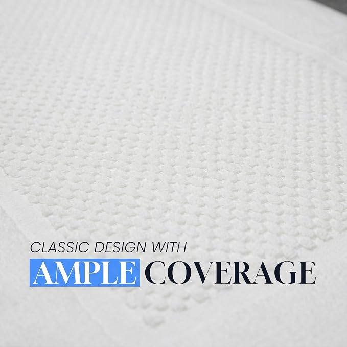 belem 60 Pack White Hotel Bath Mats Bulk 20x30 – 5 Dozen Wholesale Cotton Blend Economy White Bath Mat – Highly Absorbent, Quick Drying & Machine Washable (7 lbs/Dozen)