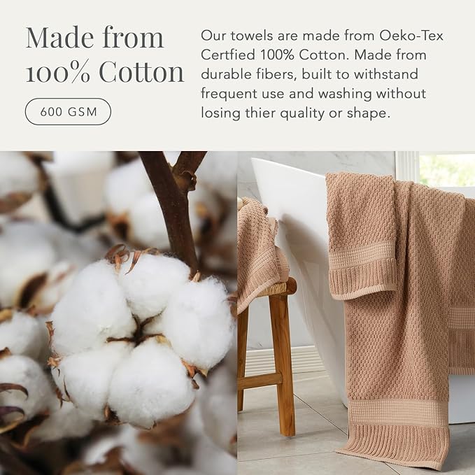 NY Loft 100% Cotton 2-Pack Oversized Bath Towel Set | Taupe | Quick-Dry | Two Oversized 35" x 70" Bath Towels / Bath Sheets | Super Absorbent | Designer-Styled Texture
