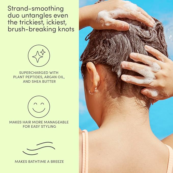 Evereden Kids Haircare Set: Hair Detangling Shampoo & Conditioner for Children Ages 3+, Plant Protein Peptides & Argan Oil, Vegan, Free from Sulfate, Paraben, Phthalate & Petrolatum (Pack of 2)