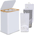 efluky Laundry Hamper with Lid, Trio Laundry Basket with 2 Removable Bags, 3 Section Laundry Bin with Bamboo Handles for Bathroom, Bedroom & Laundry Room, 160L (42.3 Gallon) White