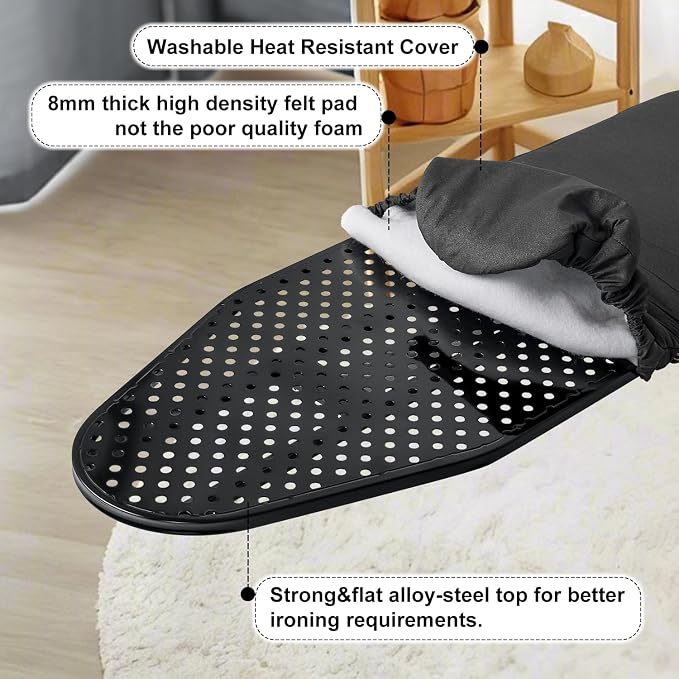 Duwee 12"×36" Wall Mounted Ironing Board,Folding Door Moutnted Iron Board | Heat Resistant Cover,Compact Wall Mount Foldable Ironing Board for Small Spaces
