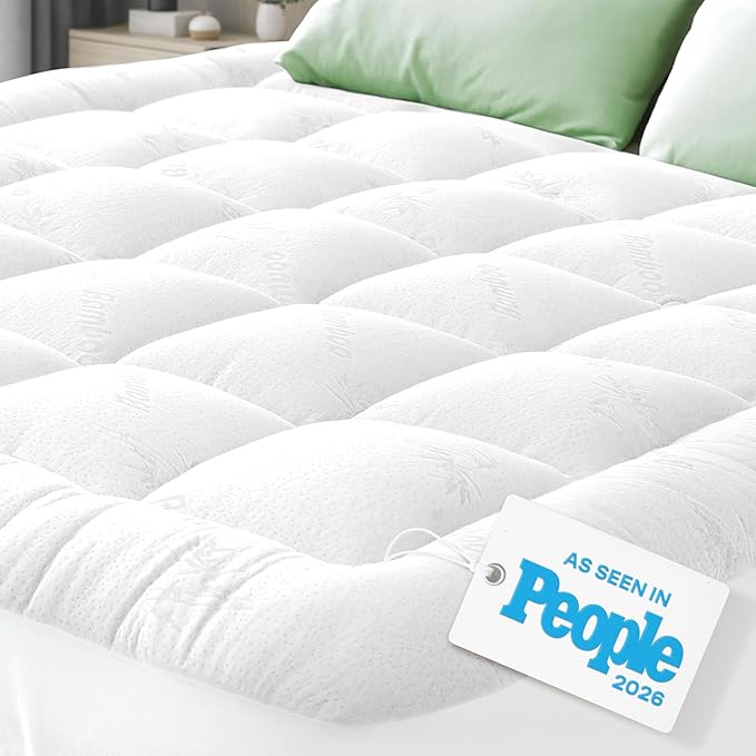 Niagara Sleep Solution Ultra Soft King Size Mattress Topper - Rayon Derived from Bamboo Pillow Top Mattress Pad for Back Pain Relief - Naturally Cooling for Hot Sleepers, White