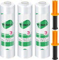 Stretch Film, HERKKA Stretch Wrap with Handles Industrial Strength, Moving Wrapping Plastic Roll, Shrink Wrap for Pallet Wrap, 15" x 1000 Feet, 3 Pack, 60 Gauge