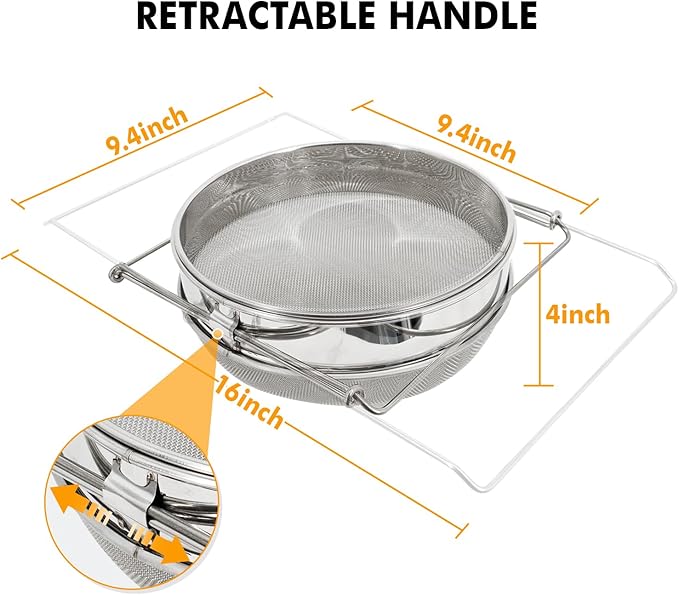 2Set Stainless Steel Honey Strainer, Double Sieve Honey Filter, Honey Extractor Equipment for 5 Gallon Bucket Honey,Beekeeping Equipment Tools