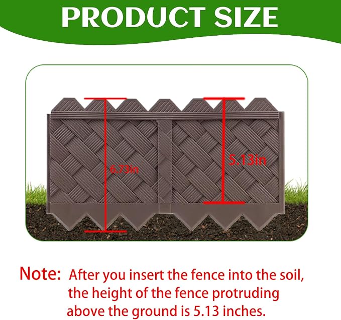 20 Pack (20FT) Weaving Flower Bed Garden Edging Borders, Landscaping Edging | No Dig Border Edgings with 8.5” Anchor Stakes & Interlocking Design-Thickened Borders for Lawns, Flower Beds & Landscaping